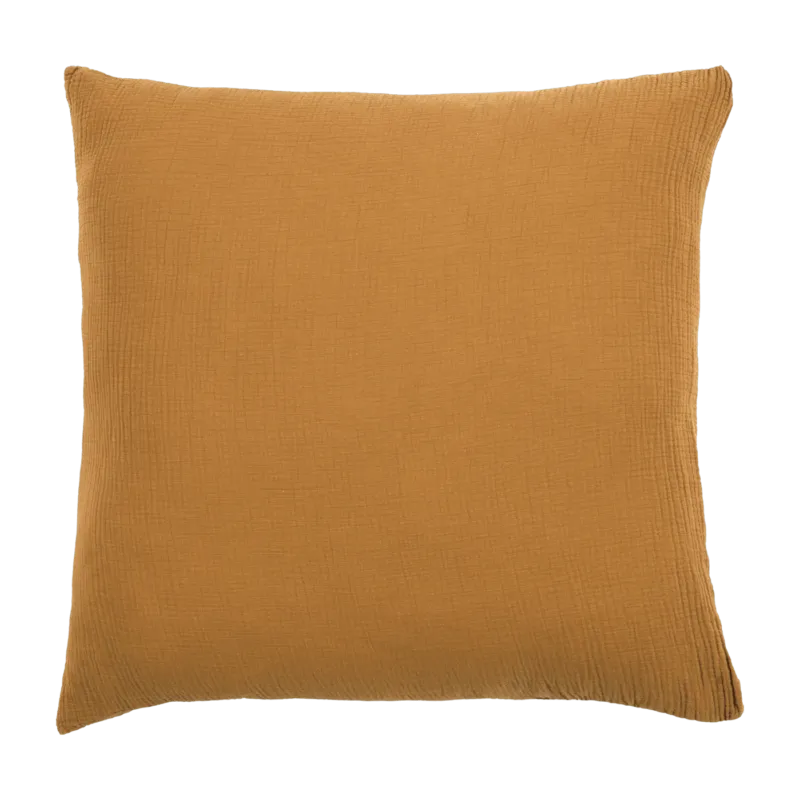 Taie d'oreiller moutarde en gaze de coton 63 x 63 cm - The Cool Republic - The Cool Republic