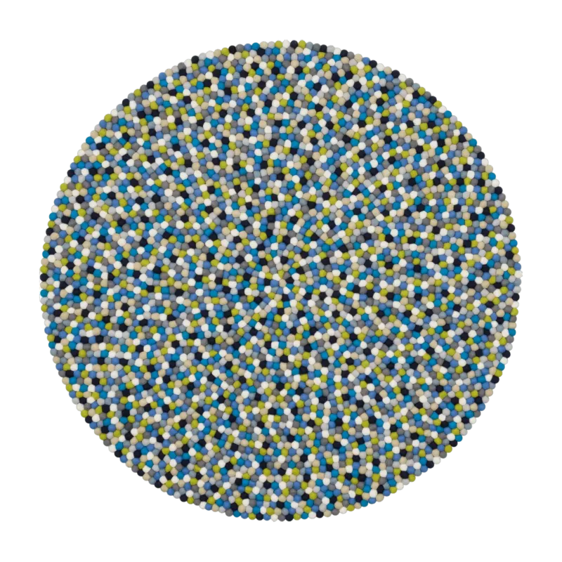 Tapis à boules de feutre multicolore bleu et vert 140 cm Fritz - myfelt - The Cool Republic