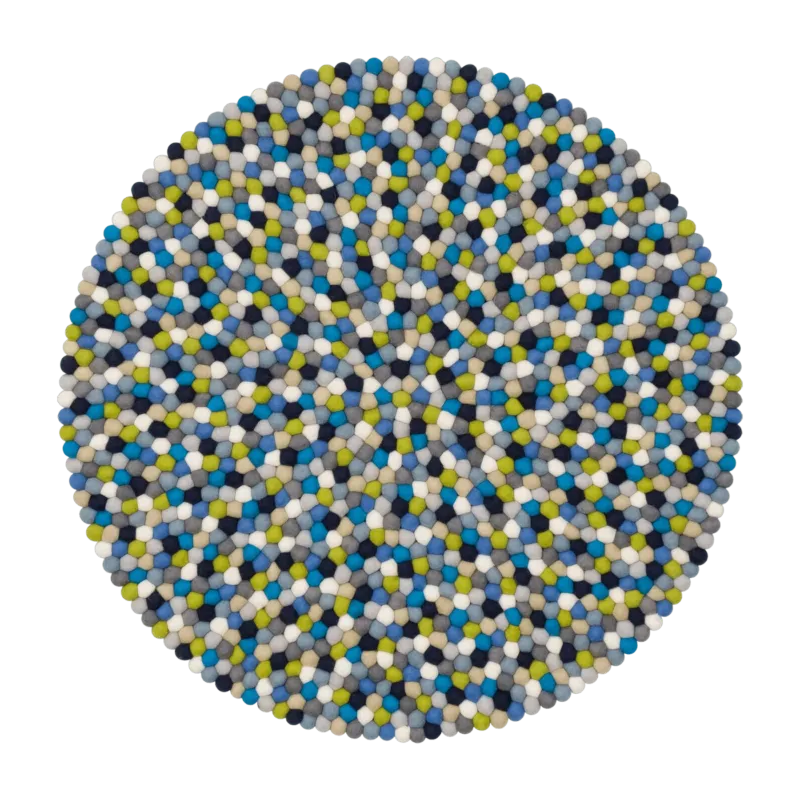 Tapis à boules de feutre multicolore bleu et vert 90 cm Fritz - myfelt - The Cool Republic