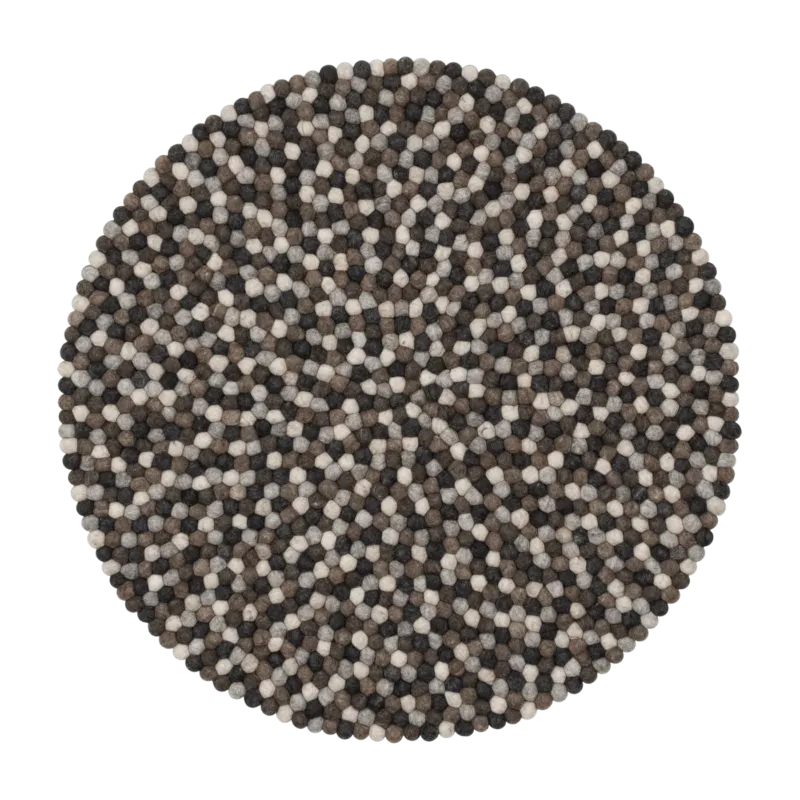 Tapis à boules de feutre multicolore naturel foncé 70 cm Néla - myfelt - The Cool Republic