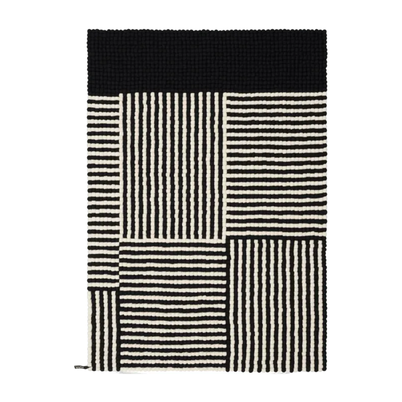 Tapis à boules de feutre noir et blanc 120x170 cm Lino - myfelt - The Cool Republic