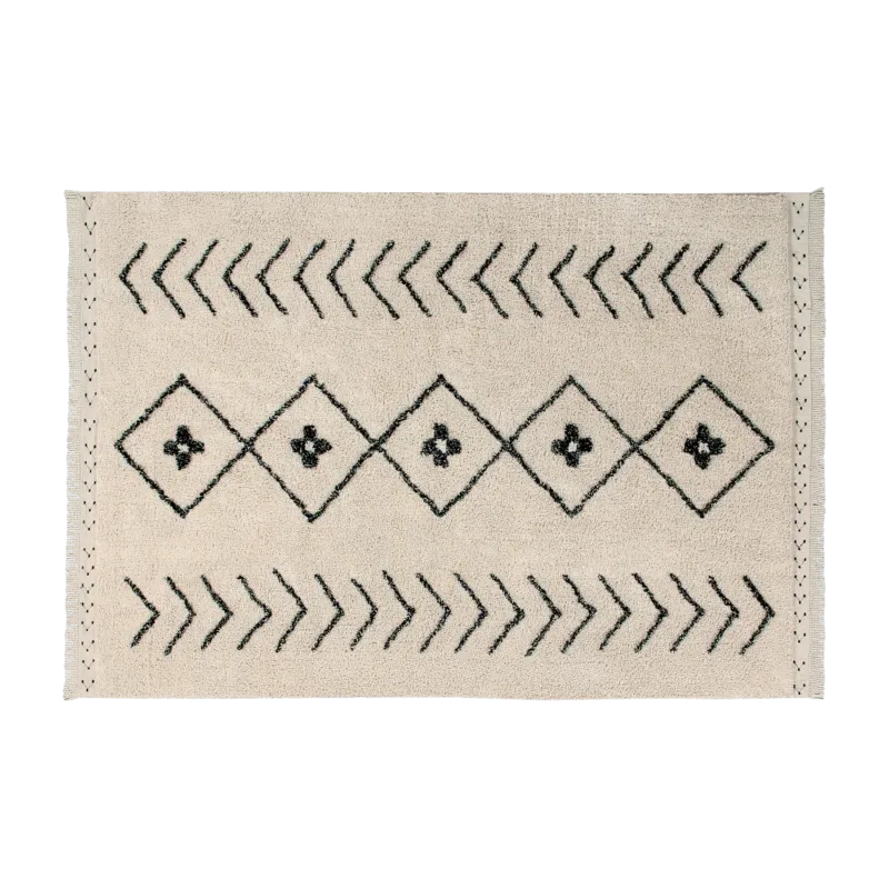 Tapis berbère lavable noir et écru 170x120 cm Rhombs - Lorena Canals - The Cool Republic
