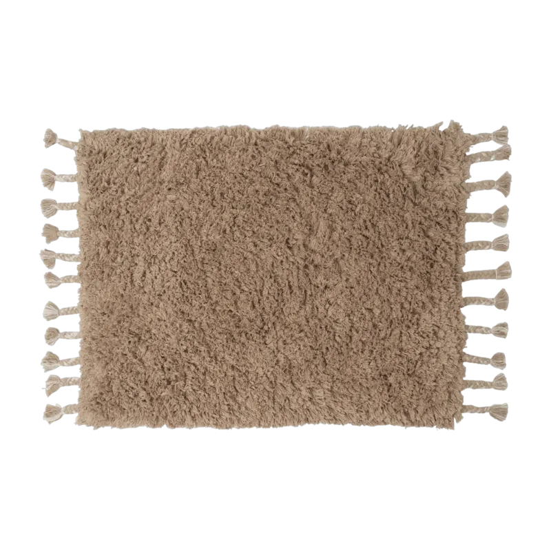Tapis de bain à poils longs beige en coton 70 x 50 cm Amass - Ferm Living - The Cool Republic