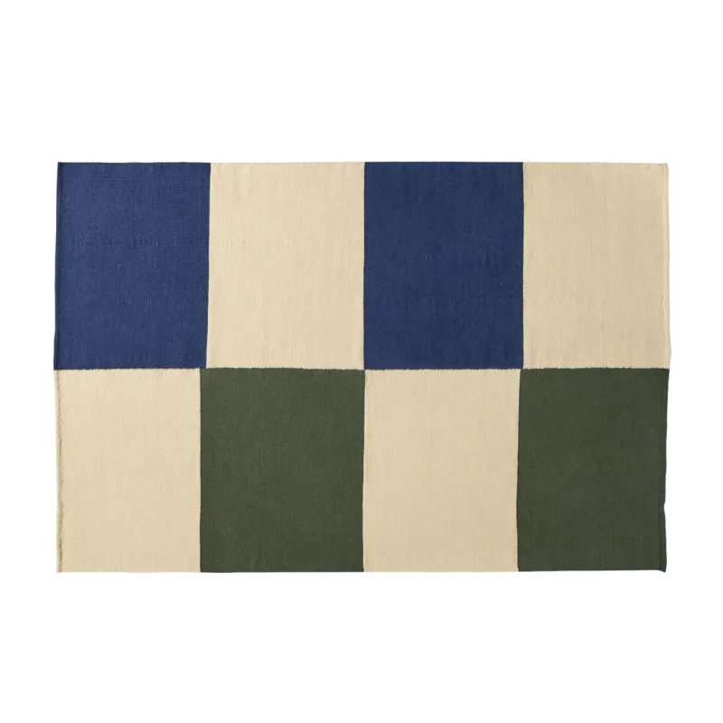 Tapis en laine & coton vert & bleu 200x300 cm Ethan Cook Flat Works: "Vigilance pêche verte" - HAY - The Cool Republic