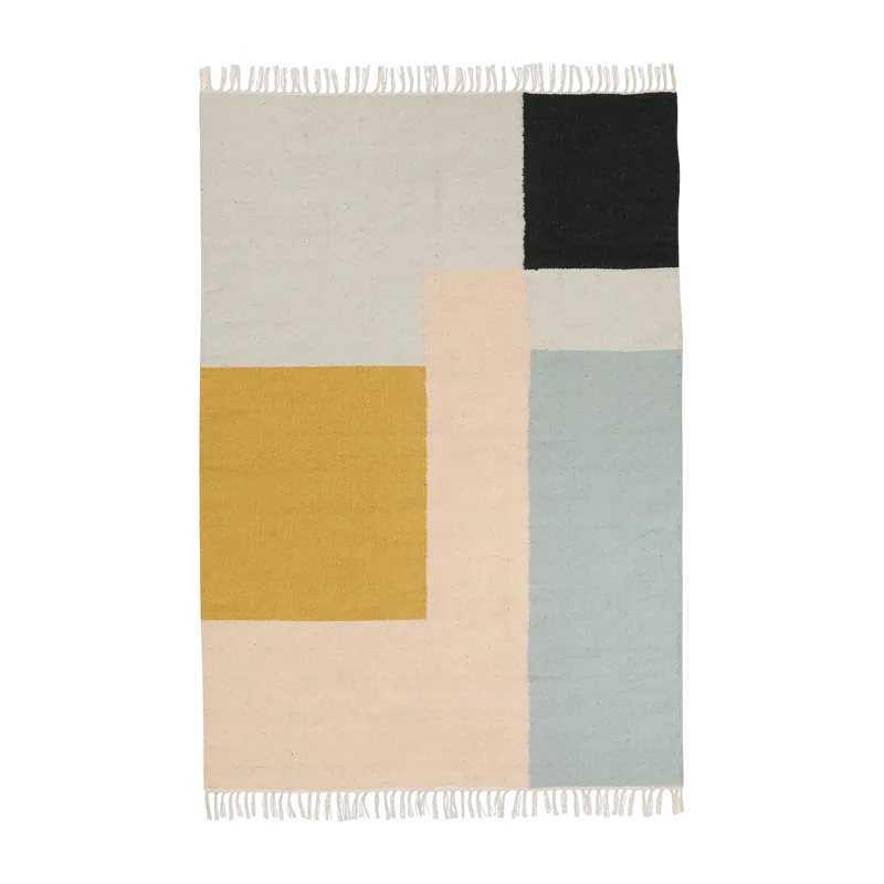Tapis en laine multicolore 140x200 cm Kelim Graphique - Ferm Living - The Cool Republic