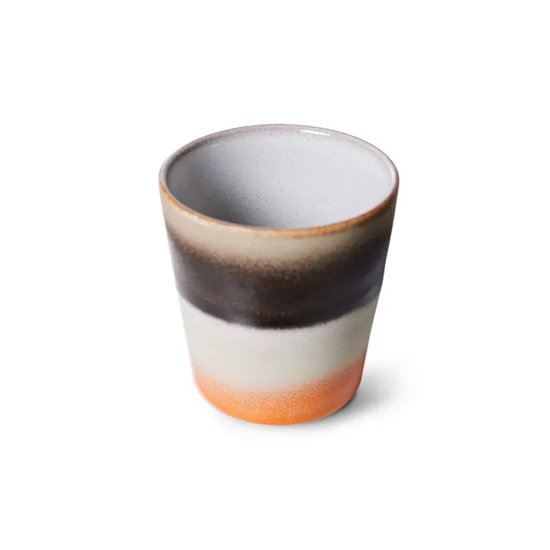 Tasse à café en grès noir blanc orange 230ml Bomb Vaisselle 70s - HKLIVING - The Cool Republic