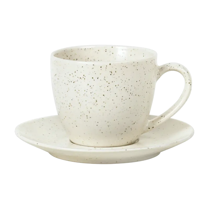 Tasse de thé 15 cl avec soucoupe en grès Nordic Vanilla - Broste Copenhagen - The Cool Republic