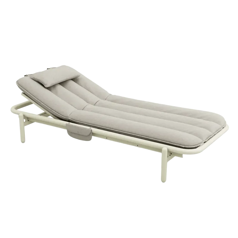 Transat en aluminium beige avec son matelas gris 212x97x39cm Sunbud Fatboy - The Cool Republic