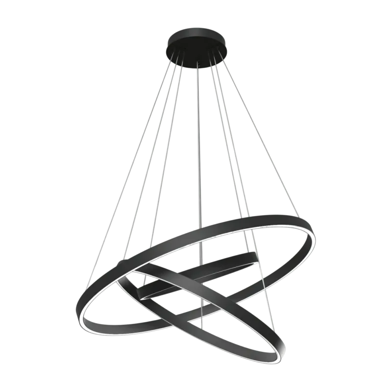 Triple suspension en aluminium noir Rim - Maytoni - The Cool Republic
