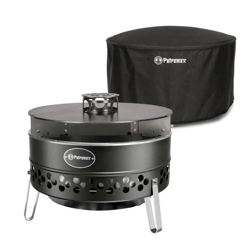Feuerschale Tyropit Black Edition + Grillplatte + Abdeckhaube
