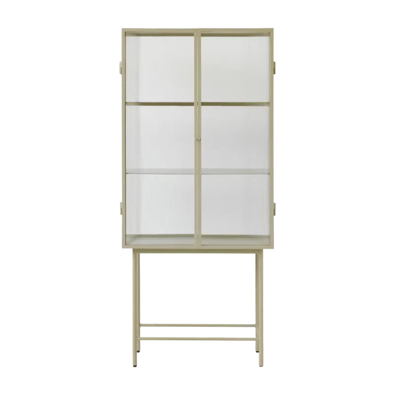 Vaisselier en verre et métal beige roseau 155 cm Haze - Ferm Living - The Cool Republic