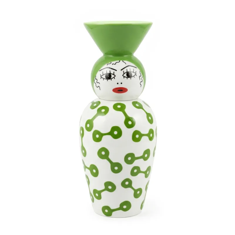 Vase en porcelaine avec couvercle vert 17.2 x 41.6 cm Le Canopie Pietra - Seletti - The Cool Republic