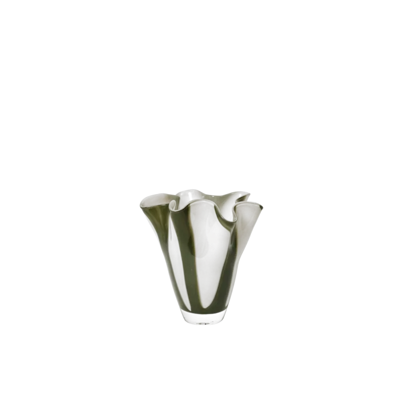 Vase en verre soufflé vert et blanc 18x19cm Liva - Broste Copenhagen - The Cool Republic