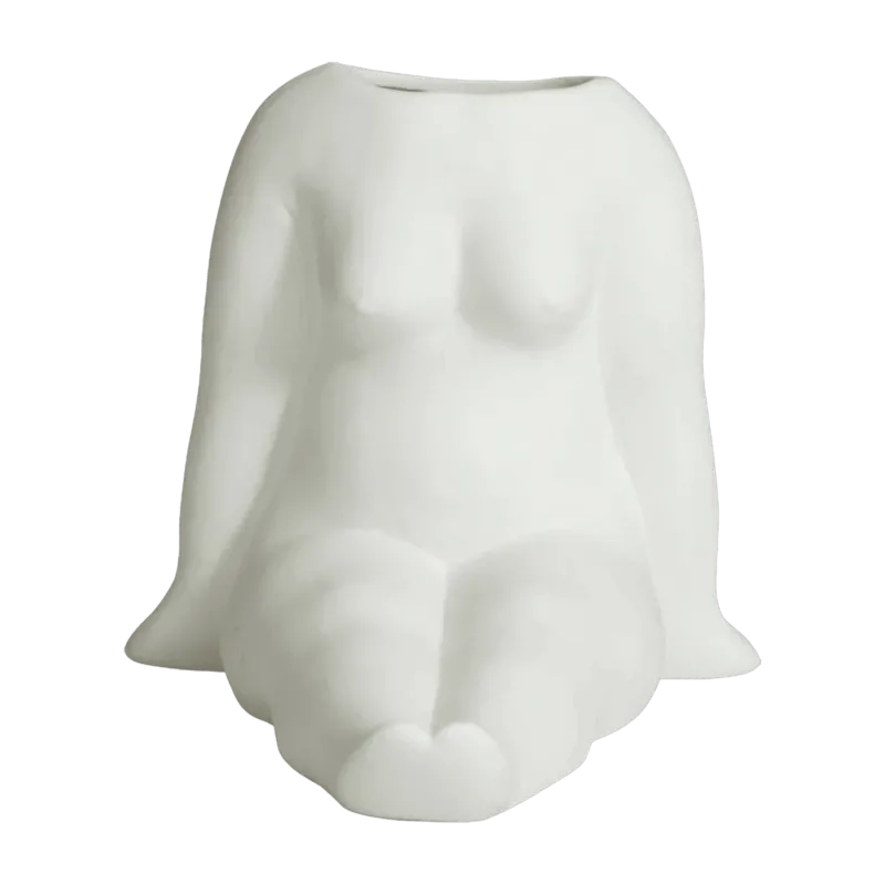 Vase femme assise en céramique blanc 14,5 x 16,5 cm Avaji - Nordal - The Cool Republic