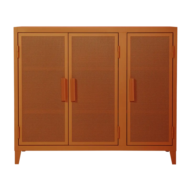 Vestiaire en acier perforé B3 bas Terracotta mat fine texture - Tolix - The Cool Republic